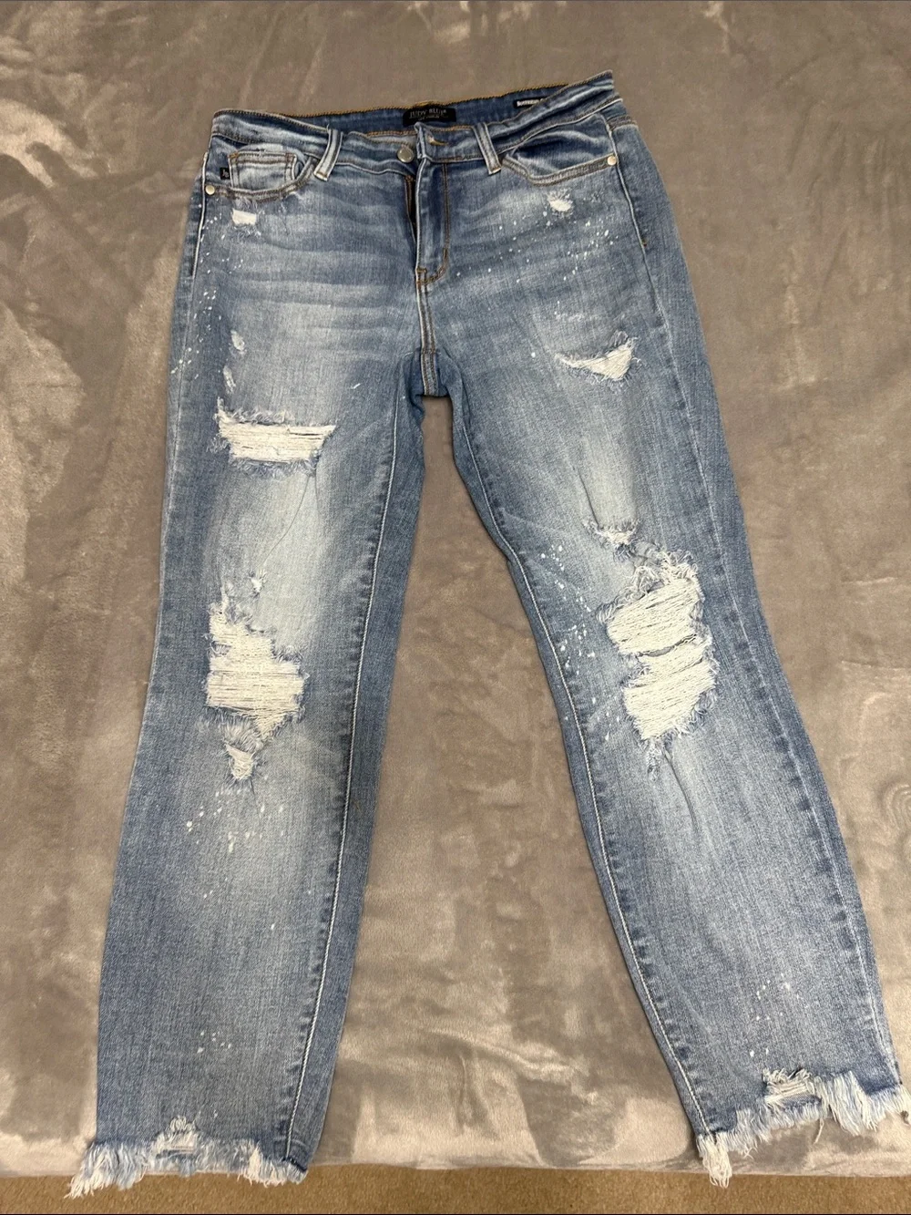 JB Light Wash Distressed Paint Splatter Boyfriend Fit style JB82155LT Item 72504